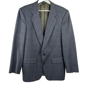 Christian Dior Monsieur Men's Size 42R Jacket Blazer Wool Gray Plaid 2 Button
